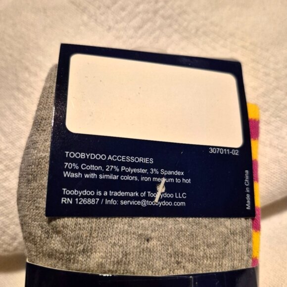 Tooby Doo girls footless sweater tights leggings 2 gray, yellow & pink NEW - Picture 7 of 8